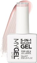 Mylee 5-in-1 Builder Versterkende Gel 15ml [Light Pink] - UV/LED Nagellak voor Harde Sterke Nageltips & Verlengingen, Voor Nail Art Decoraties, Stickers & Juwelen, Professionele Manicure Herstellen