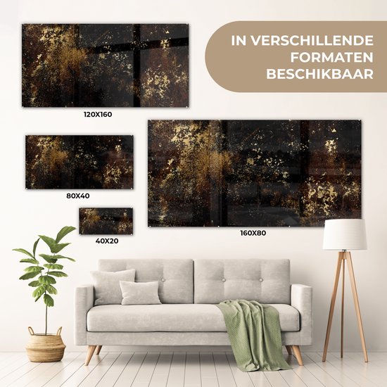 Peinture sur Verre - Or - Zwart - Luxe - 160x80 cm - Peintures sur Verre Acrylique - Photo sur Glas