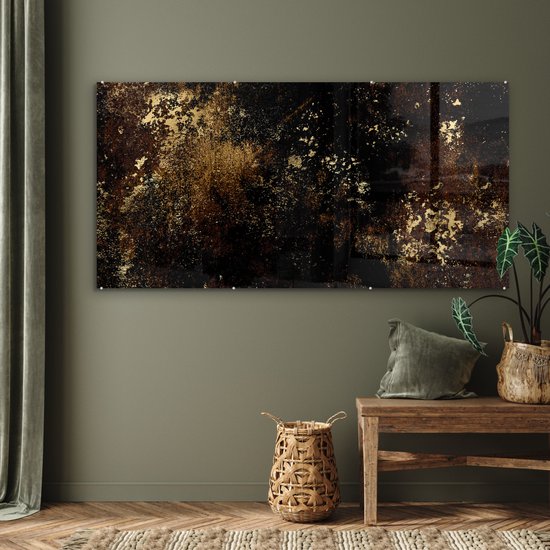 Peinture sur Verre - Or - Zwart - Luxe - 160x80 cm - Peintures sur Verre Acrylique - Photo sur Glas