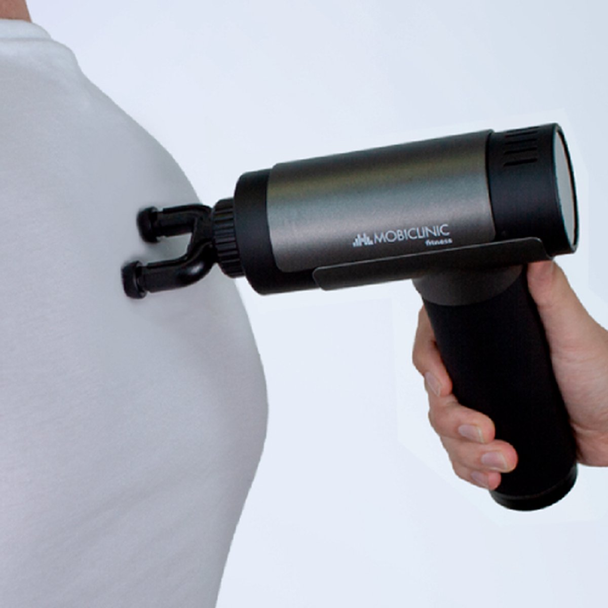Mobiclinic PS-01 - Massageapparaat - Massage Gun - Massage pistool - 6 verschillende Opzetstukken - 30 instelbare intensiteitsniveaus - LCD scherm - Spiermassagepistool - Diep weefsel massageapparaat - Draagbaar - Grijs thumbnail 7