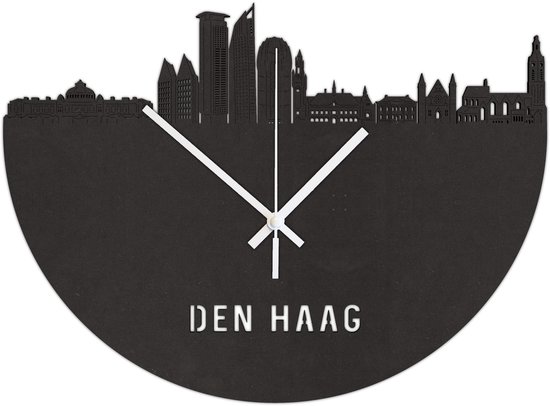 Skyline Klok Den Haag Zwart Mdf Hout Wanddecoratie Voor Aan De Muur City Shapes