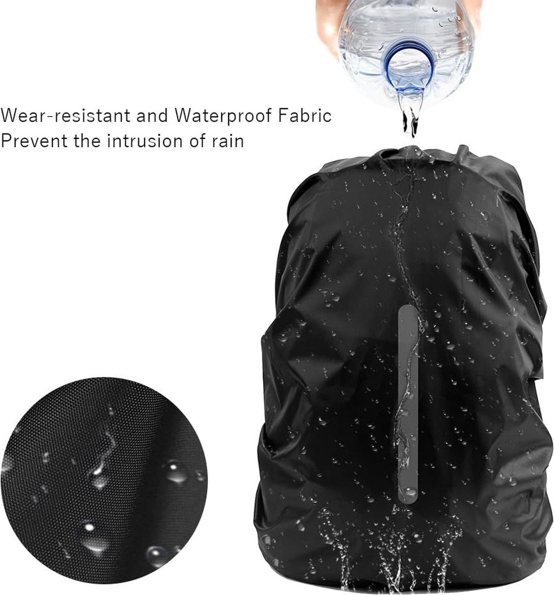 Waterdichte rugzak hoes - Reflecterende regenhoes - 20L - Maat S - Zwart