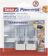 tesa POWERSTRIPS® Zelfklevende haak Large Transparant, Wit Inhoud: 2 stuk(s)