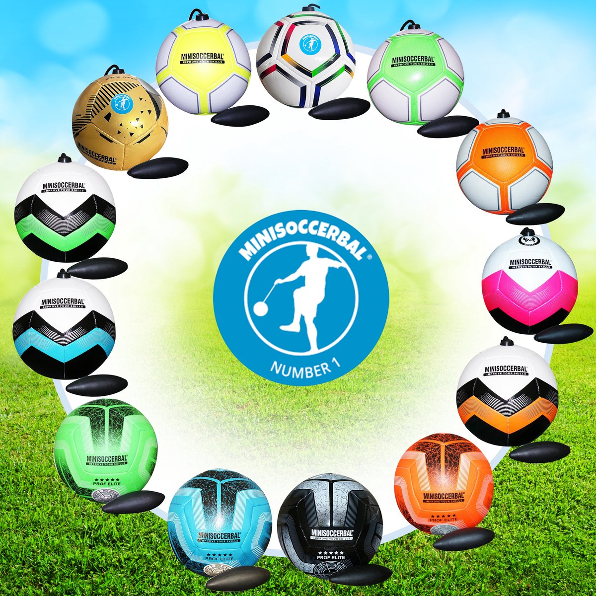 Minisoccerbal Voetbal - Ballon sur ficelle - Senseball - Or