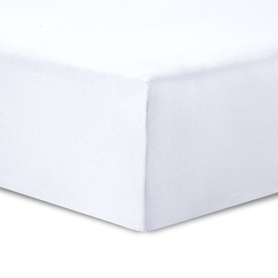 VISION Hoeslaken - Jersey katoen - Rekbaar, zacht en perfecte pasvorm - 140 x 200cm met 30cm hoekhoogte voor 1persoons bed - Wit - 100% katoen Jersey