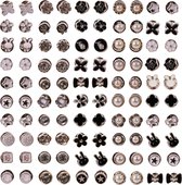 Fako Bijoux® - 100x Broche Mini - Set de Boutons Stitch Pin - 100 Mini Broches - 8-12mm - Gold , Or, Goud & Noir - 100 Pièces - Argent , Or, Wit & Zwart - Supermix