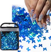 GUAPÀ® Nail Art Decoratie | Nagel Pailletjes | Blauw Vlinder Glitters | Nagel versiering | 3D Nail Art stickers | Nagel Glitters | Blauw Vlinder Glitters