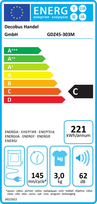 Sèche-linge à gaz d'échappement 830w, Séchoir Acier Inoxydable Mural 4.5kg,  Multi Filtration, Protection Contre la Surchauffe, Blanc