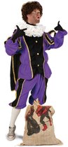 KIMU Luxe Piet Kostuum Paars - Maat XS-S + Gratis Pietenschmink - Pak Pietenpak Met Pietenmuts Sinterklaas Pieten Schmink Muts Paarse Roetveegpiet Festival