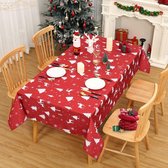Kerstmis tafelkleed, afwasbaar, tafellaken voor feestdagen, decoratie, waterdicht tafelkleed met hertenprint, tafelkleed voor keuken, 137 x 200 cm, wit