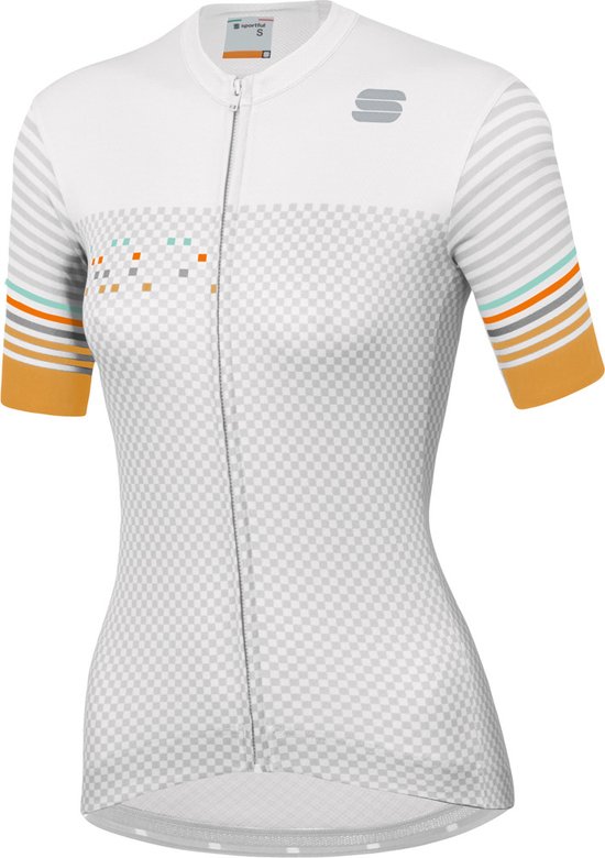 Sportful Fietsshirt Korte mouwen voor Dames Wit Zilver - SF Sticker W Jersey-White Silver Gold - L