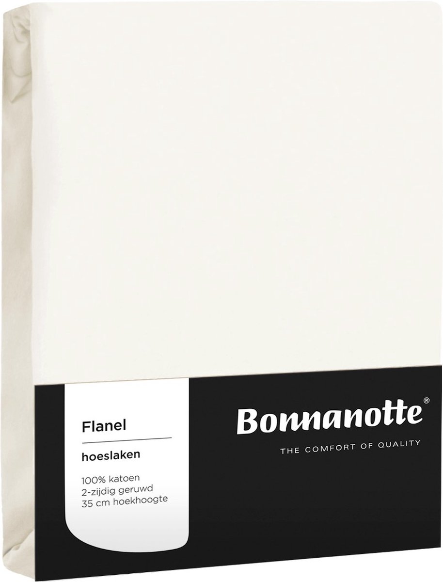 Bonnanotte hoeslaken flanel - offwhite 80x200