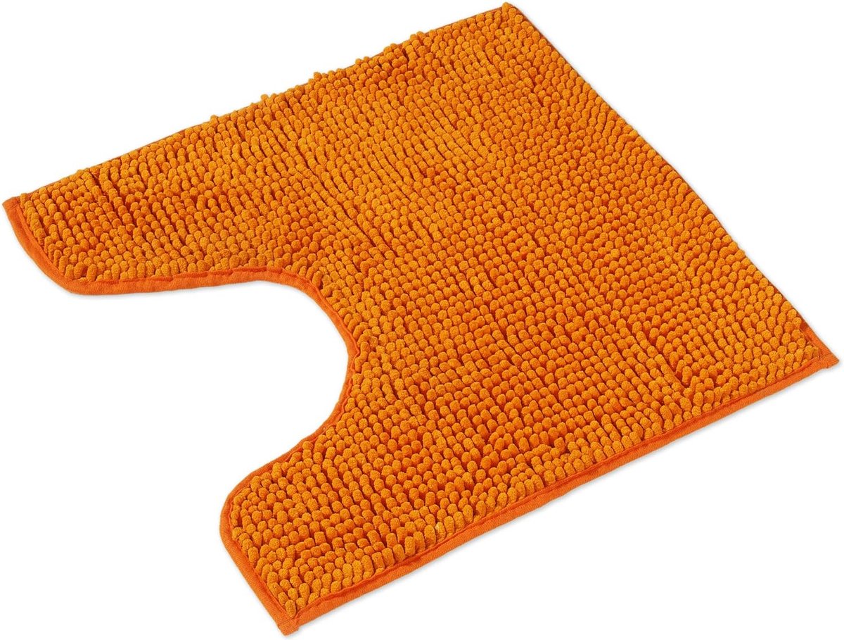 Badmat Oranje - Badkamer Tapijt kan gecombineerd worden tot een set - Antislip & Maschinewasbaar - Toiletmat 45x45cm MET WC-Uitsparing