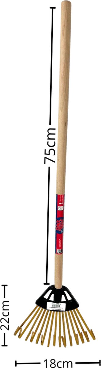 Synx Tools Gazonhark Bamboehark mini - Bladhark - Bodembewerkers - Harken - Gazon 180x220mm mm - Incl. Steel 75 cm van Synx Tools — afbeelding 4