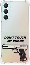 Cover Case Geschikt voor Samsung Galaxy A05s Telefoonhoesje met doorzichtige rand Pistol Don't Touch My Phone