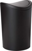 Handige afvalemmer met kanteldeksel - 6 liter inhoud - BPA-vrij polypropyleen - zwart - 19 x 19 x 28 cm - voor een opgeruimde én milieuvriendelijke keuken!