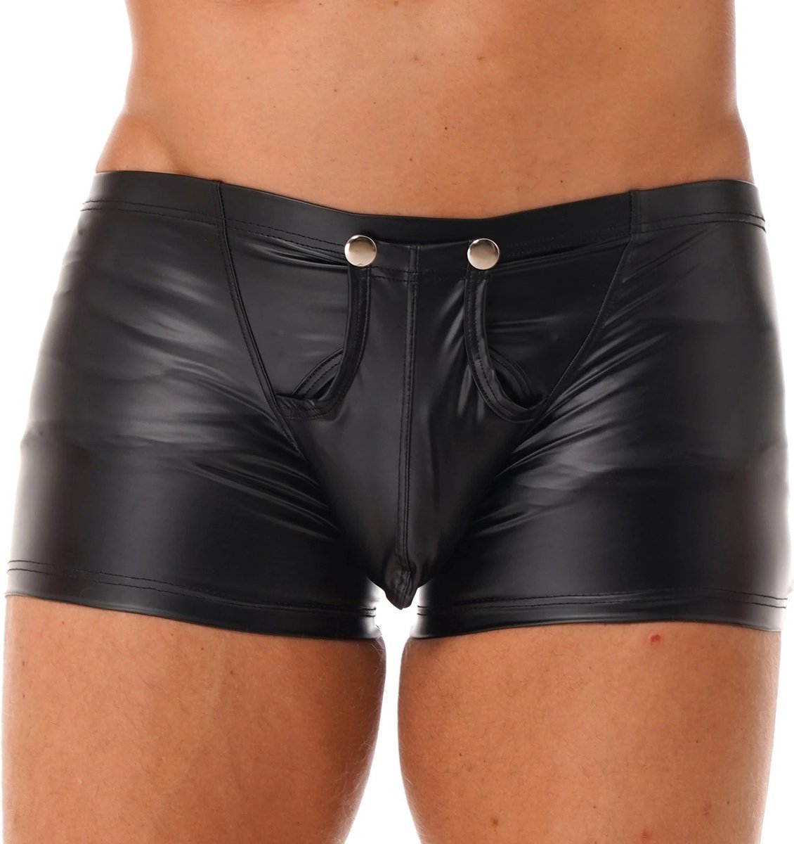 Goedkoopste Boxer-Heren-Sexy-mannen-Lederlook-Latex-Openkruis-Lapje-Goedkoop-Erotisch
