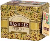 BASILUR Present Gold - Thé noir en vrac dans une boîte décorée, 100g de thé de fête