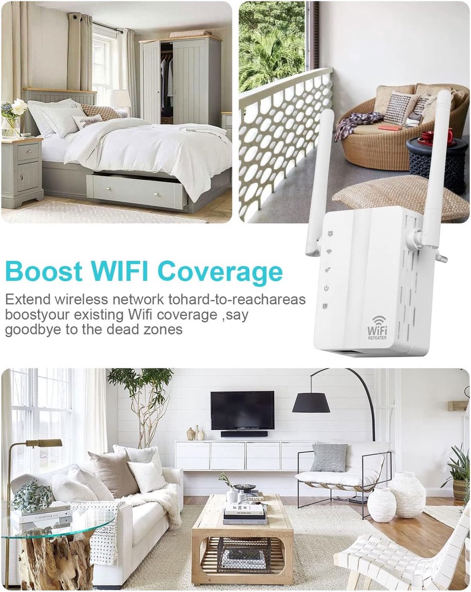Répéteur WiFi BESPORTBLE - Extendeur De Signal 300 Mbps, Compatible Multi-appareils, Pour Maison, Bureau, Hôtel