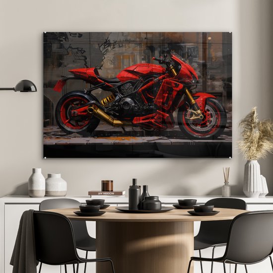 Moderne Impression sur Verre Moto feu abstraction Image Tableau en