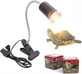 Lampe chauffante reptiles avec commande marche/arrêt noir - Lampe E27 UVA + UVB Hot Long spot + lampes 25W et 50W