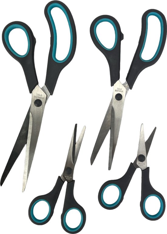 Foto: Schaar scharenset roestvrij staal 25 21 14 en 12 cm 4 delig