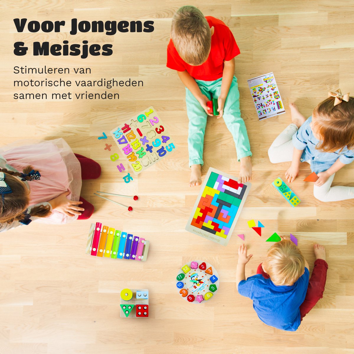 EverGoods 10- in 1 Montessori Speelgoed Set - Educatief Speelgoed - Sensorisch Speelgoed - Houten blokken — afbeelding 5