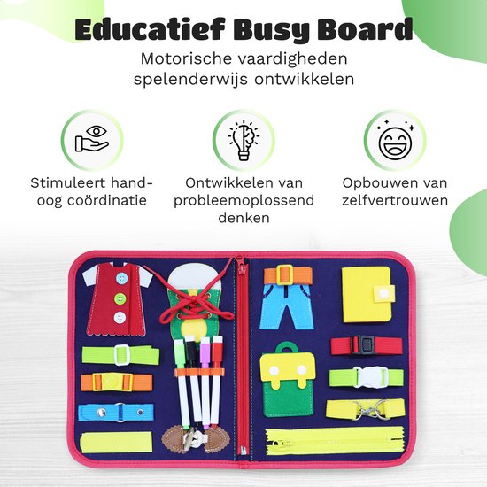 Sensorisch Activiteitenbord – Siliconen, 17x11 Cm, Dubbelzijdig, 20 Elastieken | Montessori Speelgoed Voor Motoriek, Concentratie En Ontspanning, Met Reistas