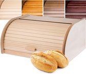 Ruime broodtrommel van hoogwaardig hout met roldeksel, voor het op milieuvriendelijke wijze langer vers houden van brood.