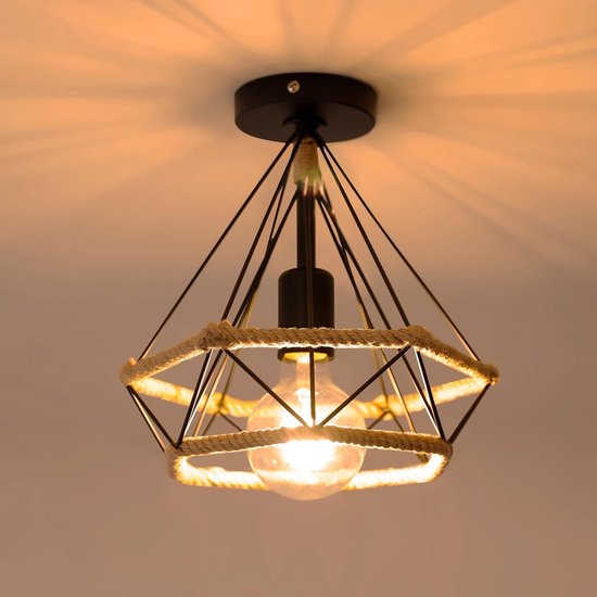 Goeco Plafondlamp industrieel Zwart - Plafonniere - E27 - ⌀ 26 cm