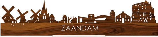Standing Skyline Zaandam Palissander hout - 40 cm - Woon decoratie om neer te zetten en om op te hangen - Meer steden beschikbaar - Cadeau voor hem - Cadeau voor haar - Jubileum - Verjaardag - Housewarming - Aandenken aan stad - WoodWideCities