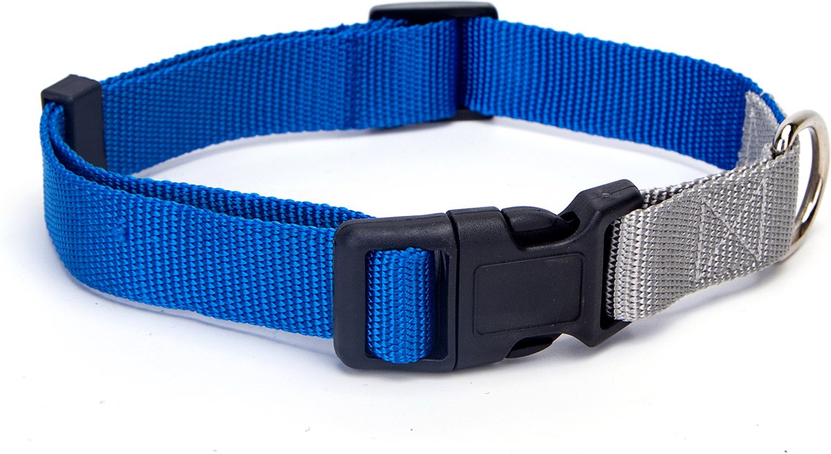Nobleza Hondenhalsband - Maat S - Verstelbaar 20-30 cm - Tweekleurig - Blauw/Grijs
