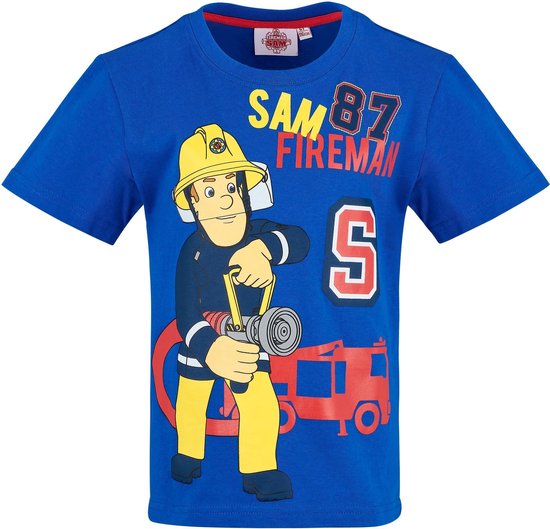Brandweerman-Sam-T-shirt-met-korte-mouw-blauw-maat-110 bol.com