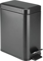 Poubelle à pédale - poubelle/poubelle - pour salle de bain, cuisine et bureau - avec pédale, couvercle et poubelle intérieure en plastique/design ergonomique/métal - noir