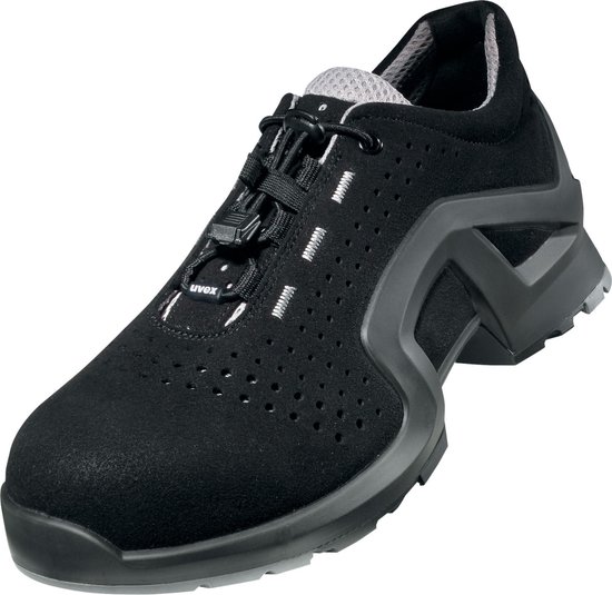 Uvex 1 x tended Support lage schoen, veiligheidsschoenen S1 P SRC, werkschoenen voor dames en heren, zwart/limoen, zwart lime, 41 EU