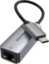 SOUNIX USB-C vers Internet - Adaptateur Réseau LAN Ethernet - 10/100/1000Mbps - 15CM - Zwart