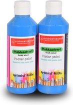 Duo-Pack de peinture pour affiches bleues (250 ml chacun) | Idéal pour les Hobby et la Créativité | À base d'eau, adapté aux enfants et lavable