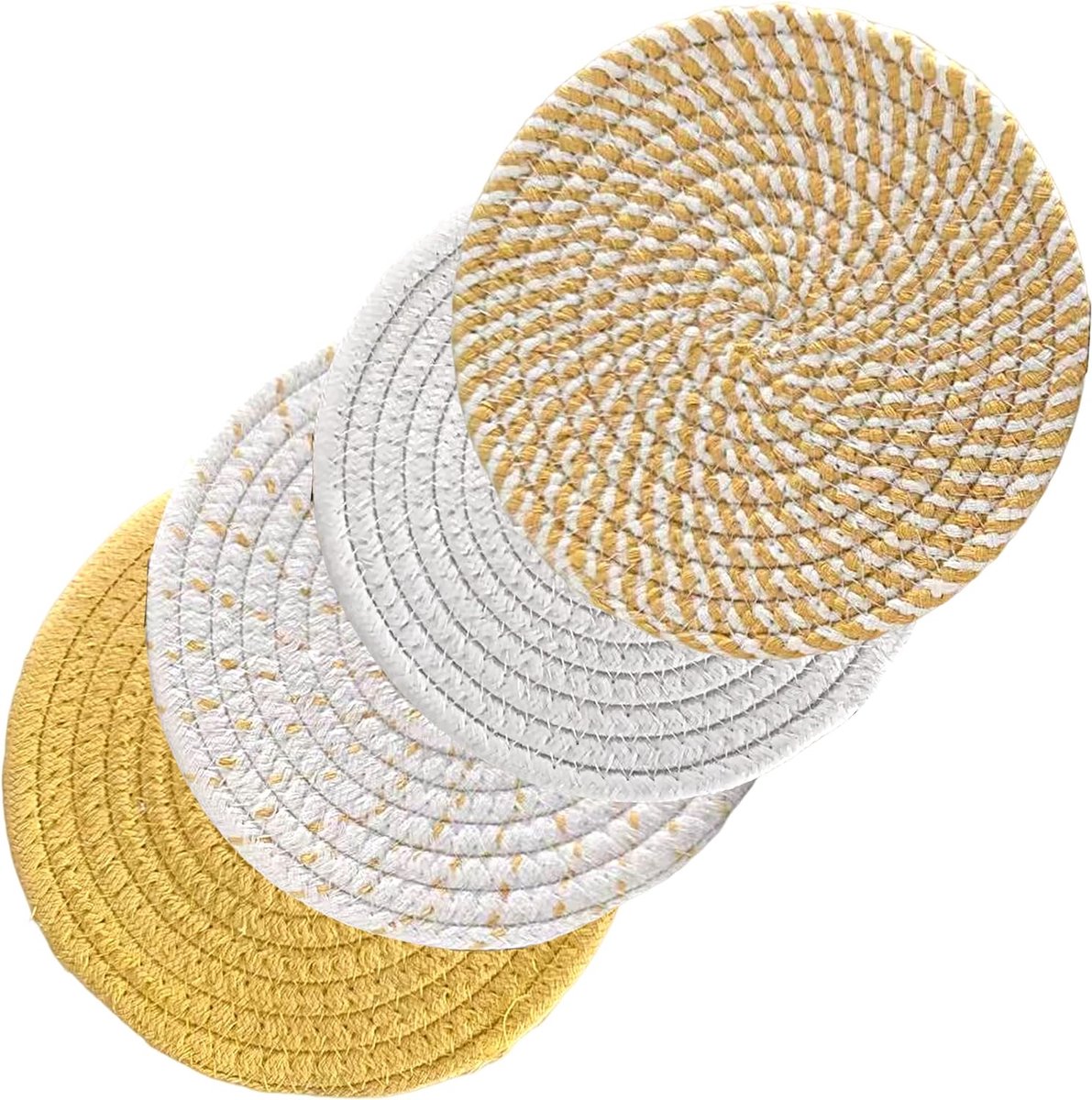 Set de 4 dessous de verre, dessous de verre, coton, fil, tissage, tapis, support de Set de 4 dessous de verre, dessous de verre, coton, fil, tissage, tapis, support de