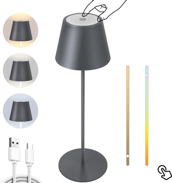 Oplaadbare Tafellmap - Draadloze Tafellamp - Modern - Bureaulamp - Premium