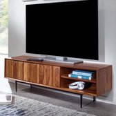 Rootz TV-meubel - Lowboard - TV-dressoir met twee deuren - Modern TV-meubel - TV-meubel in de woonkamer - Massief Sheeshamhout - 123x42x35 cm
