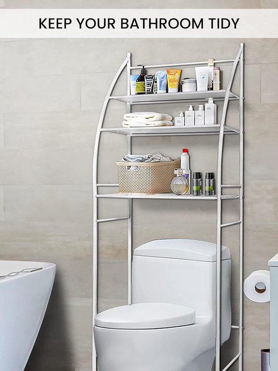 3-laags, WC-plank, badkamerrek boven het toilet, toiletplank (Zwart 3-laags, WC-plank, badkamerrek boven het toilet, toiletplank (Zwart
