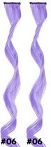 2 x Clip in Hairextension 45cm - LICHTPAARS / LILA paars - #06 - nephaar - Hair extension | haar extensie- carnaval haar - gekleurde extensions - extensions met clip