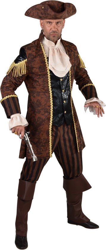 Magic By Freddy's - Piraat & Viking Kostuum - Piraat Rijk Aan Dukaten - Man - Bruin - Small - Carnavalskleding - Verkleedkleding
