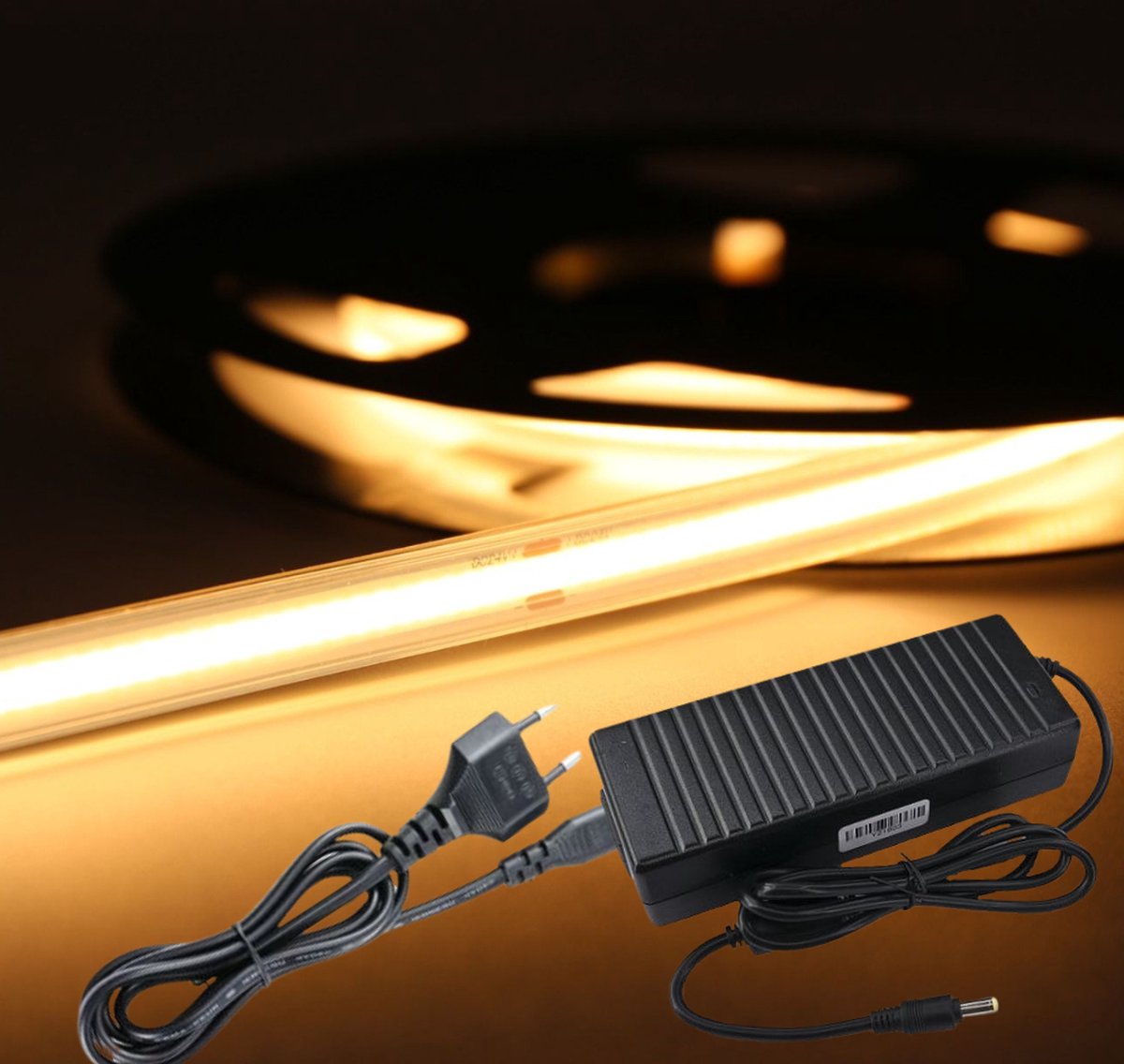 LED Strip COB - 10 Meter - Complete Set - 2700k - Warm Wit - 24V - IP65 Waterdicht - 480LED/m