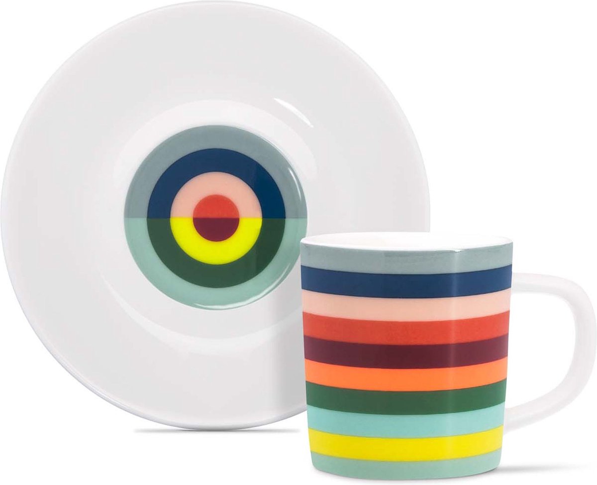 Remember - Espressobeker en Schotel Lorenzo - Porselein - Multicolor