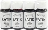 Peinture Batik, bleu marine, vert, rose, jaune Oranje , 50 ml, 4 bouteilles
