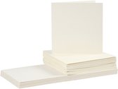 Cartes et enveloppes, format carte 15x15 cm, format enveloppe 16x16 cm, 50 jeux, blanc cassé