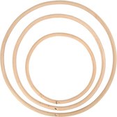 Bamboe ringen, d: 15,3+20,3+25,5 cm, 3 stuks, naturel