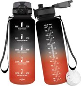Drinkfles, 1,5 liter, BPA-vrij, 1500 ml, lekvrij, kunststof, grote drinkfles voor yoga, fitness, reizen, outdoor
