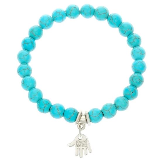 Fako Bijoux® - Armband - Turquoise Kralen - Handje - 8mm